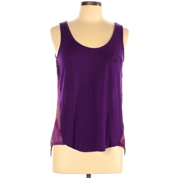 a.n.a Tops - ANA L purple knit front sheer back sleeveless top
